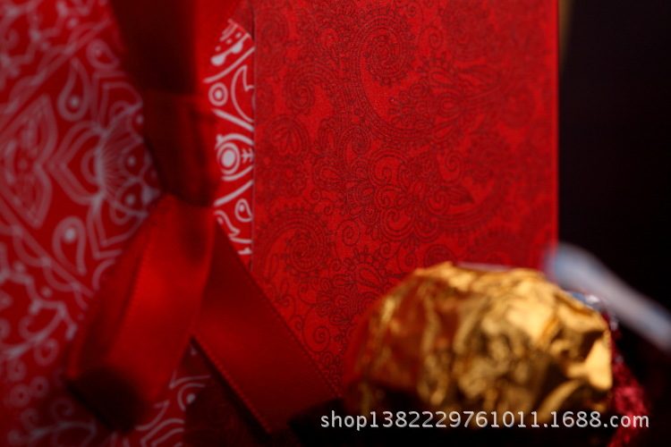 婚庆新款纸质喜糖袋个性大中号创意婚礼红色糖果盒结婚