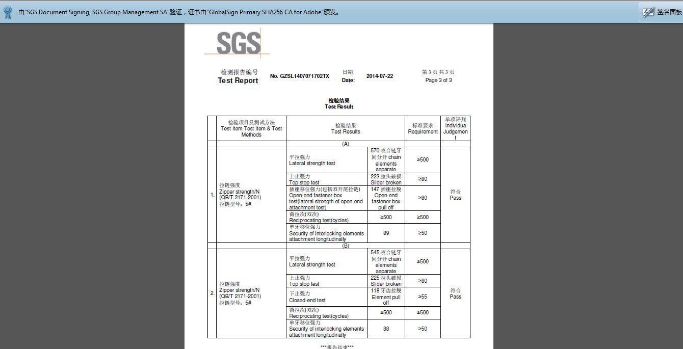 SGS检测报告2