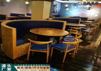 肥牛火锅店家具-现代风格火锅店靠墙沙发餐桌椅