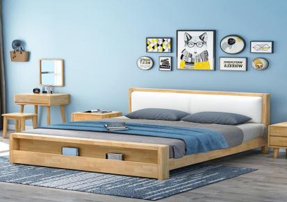 北欧实木床现代简约双人床经济型主卧单人床1.5米皮软靠民宿家具