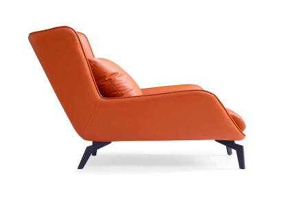 意式极简单人沙发椅 休闲椅贵妃凳鸿畅 客厅设计师现代简约真皮卧室家用轻奢老虎椅