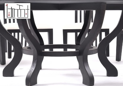 新中式实木圆桌餐厅餐桌餐椅组合样板房酒店客厅现代