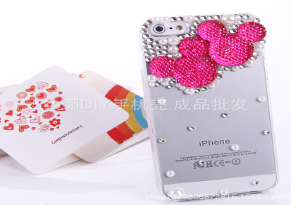 IPHONE4/4S/5 三星 米奇头 水钻珍珠手机壳 苹果保护套配件 批发