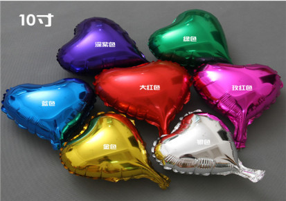 畅销婚庆气球10英寸爱心形气球精致气球铝膜铝箔气球纯色多色可选