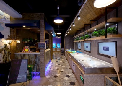顶冠装饰1500方餐饮空间装修案例澎湖湾海鲜餐厅装修设计