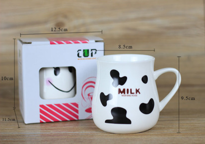 ZAKKA创意奶牛插图陶瓷杯情侣杯 马克杯牛奶早餐杯 水杯 定制logo