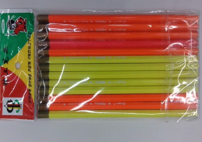 铅笔厂家直销HB 六角杆，白木，荧光油漆沾顶学生制图铅笔