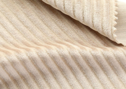 定制针织经编双色条绒布有光抽条条绒面料颗粒绒羊绒法兰绒灯芯