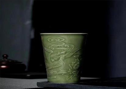 游子凝香龙泉青瓷龙凤可乐杯陶瓷家用水杯大号喝茶器可带礼盒奶茶杯吸管杯