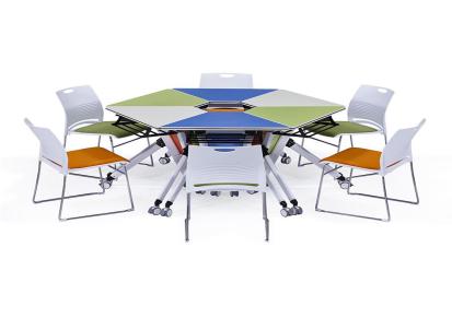 佛山新奇达批发可移动智慧教室组合拼桌 可折叠会议桌 自由组合课桌尺寸可选