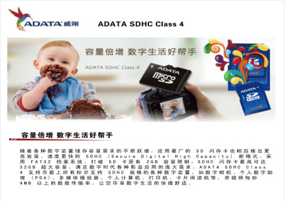 ADATA/威刚 SD卡 SDHC 存储卡class4 相机内存卡 正品特价