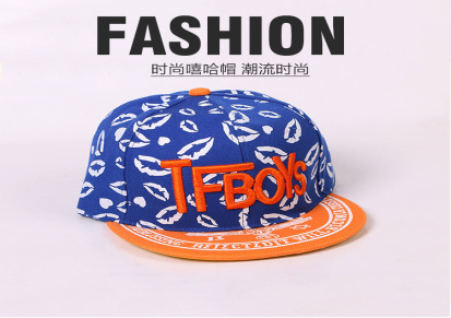厂家供应韩版潮帽嘴唇系列图案tfboys平顶棒球帽个性嘻哈帽子户外