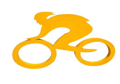 不锈钢抽象运动自行车雕塑户外运动员骑单车竞技赛车骑行摆件
