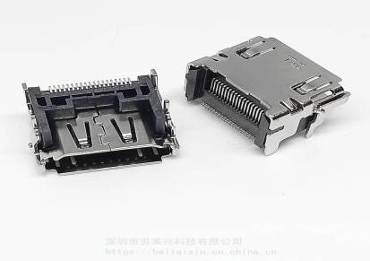 垫高HDMI19PIN母座垫高28MM118长90度四脚插板单排SMT总高835