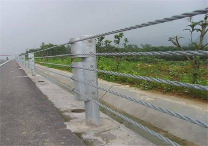 公路柔性钢丝绳护栏-18mm镀锌钢丝绳护栏-人字柱端柱缆索防护栏