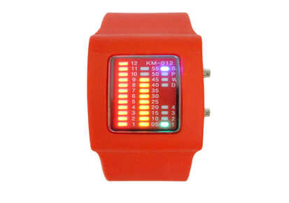 火爆热销 礼品表 炫酷多功能二进制连体螃蟹手表 两竖排LED手表
