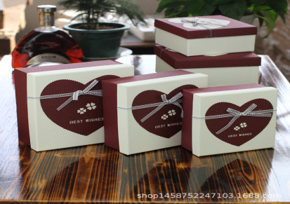 喜小妹韩版ins风小清新正方形情人节礼物包装巧克力礼品盒酒红色