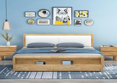 北欧实木床现代简约双人床经济型主卧单人床1.5米皮软靠民宿家具