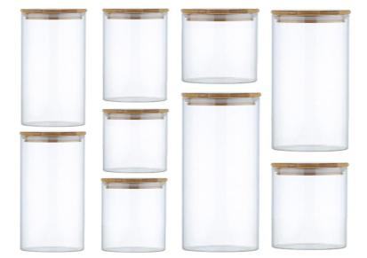 圆形高硼硅玻璃干果罐带竹盖 晶都 易清洁打理