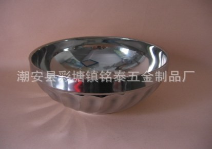 不锈钢双层百合碗 玉兰碗 餐碗11.5C
