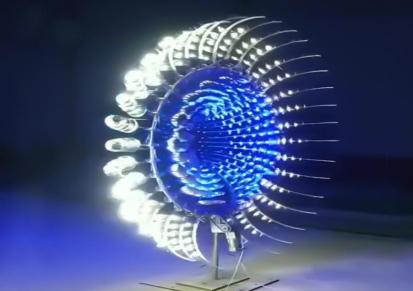 定制创意LED彩灯雕塑_户外大型亮化美陈装饰_不锈钢风动