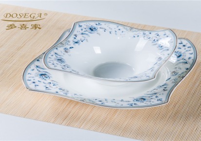 多喜家碗套装中式骨瓷餐具碗盘碗碟套装家用高档中国风礼盒装