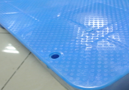 蓝色平面叉车塑胶卡板 汇力塑胶九脚平板塑料托盘 地胶板防潮