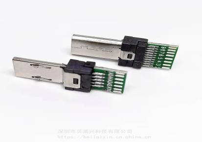 MICRO15PIN公头夹板式MK15P插头带PCB板焊线一体式