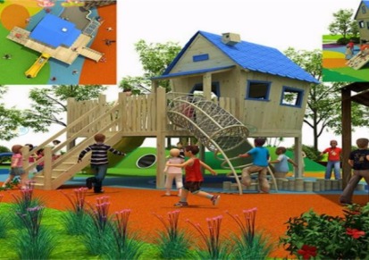 户外儿童亲子乐园原生态的木质拓展儿童树屋木质滑梯幼儿园游乐设备