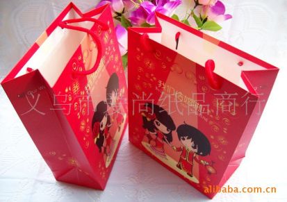 现货原创版权 盈福卡通婚庆礼品袋 中式红色礼品袋子YF-ZD011A