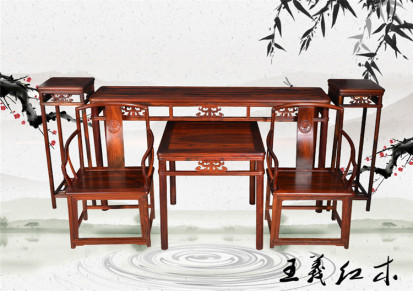 老挝大红酸枝座椅王义红木 手工设计交趾黄檀一对圈椅