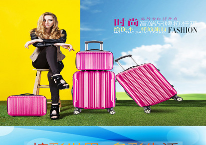 时尚女款旅行箱14寸化妆包20寸登机箱24寸行李箱abs材质加工定制