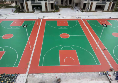 建兴体育 水性运动塑胶地面 学校硅PU篮球场防滑面层
