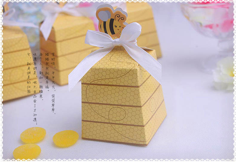 新款蜜蜂喜糖盒'个性创意甜蜜蜜糖果盒'宝宝周岁回礼盒'厂家直销