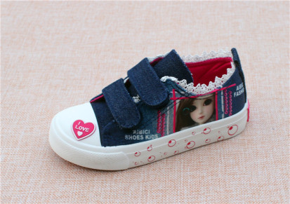 aibici温州品牌童鞋芭比娃娃女童鞋防滑低帮公主帆布鞋硫化鞋