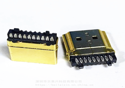 HDMI21版本自动焊线公头19P180度焊线音频插头HDMITYPEA焊线插头