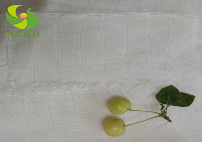 厂家批发口水巾尿布纱布用精梳全竹纤维双层方格纱布坯布