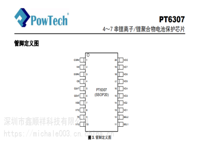 华润PT6307-6串锂电池保护芯片筋膜枪成熟方案
