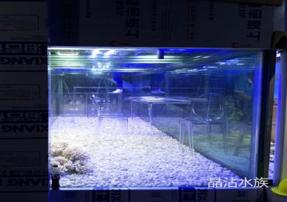 扁玻璃鱼缸 超白玻璃鱼缸订做 晶沾水族 大型水族工程定制