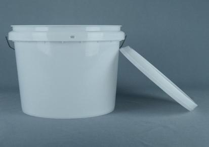 杰明塑业13kg耐腐防漏化工桶pp美式塑料加仑白胶圆桶带盖