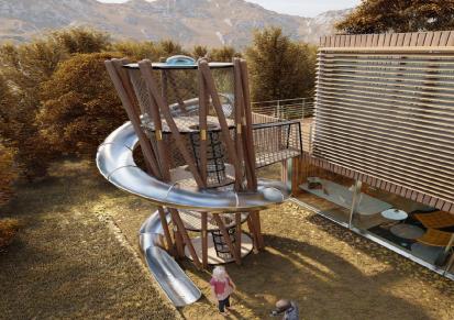 不锈钢滑梯户外景区儿童游乐场设施大型室外公园小区设备 真源非标定制