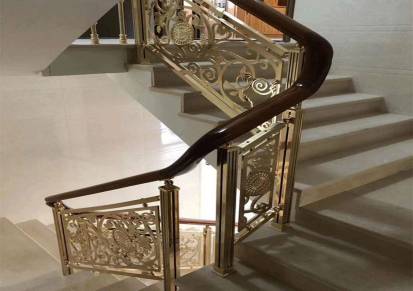 雕刻铜楼梯加工厂中式铜艺楼梯扶手值得安装