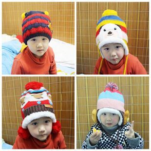 新款冬季韩国儿童毛线帽子 雷锋帽 加绒护耳帽 厂家批发