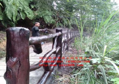 甘肃兰州水泥仿木栏杆，混凝土仿木护栏，塑石工艺手工仿树藤护栏