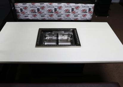 升降无烟火锅桌商用净化设备大理石岩板桌定制磁炉圆形欧堡罗