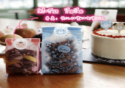 韩国包装 蓝色RuRu粉色ToTo DIY饼干/西点包装袋  50枚入