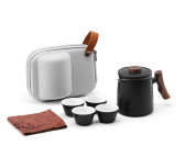 旅行茶具包 便携式个人专用陶瓷茶杯 随身包套装户外泡茶壶 新业