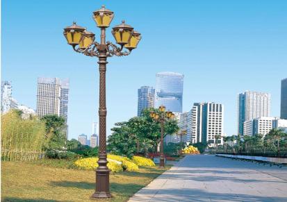 劲辉中式现代庭院灯 户外方形灯柱市政园林双头LED灯
