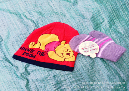 2015冬季韩版超萌可爱帽子手套二件一体保暖针织套装低价处理