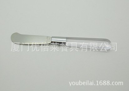 厂家供应 透明塑料柄 不锈钢奶油刀黄油刀牛油刀